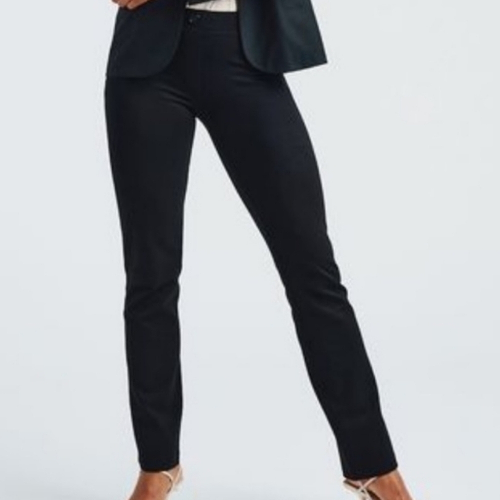 Betabrand Workplace Siren Office Large Petite Straight Leg Black Dress Pants